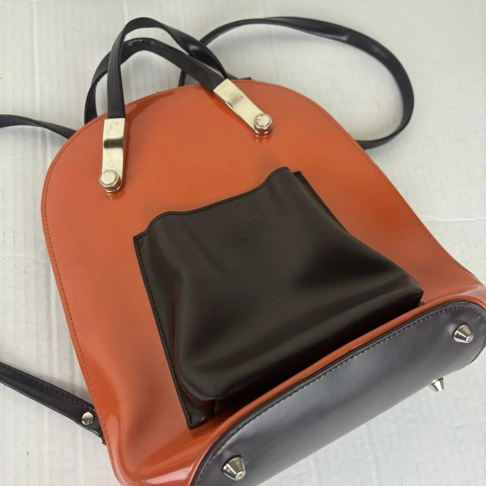 Beijo Paris Convertible Backpack/shoulder Bag-Brown patent and chocolate - Picture 7 of 15